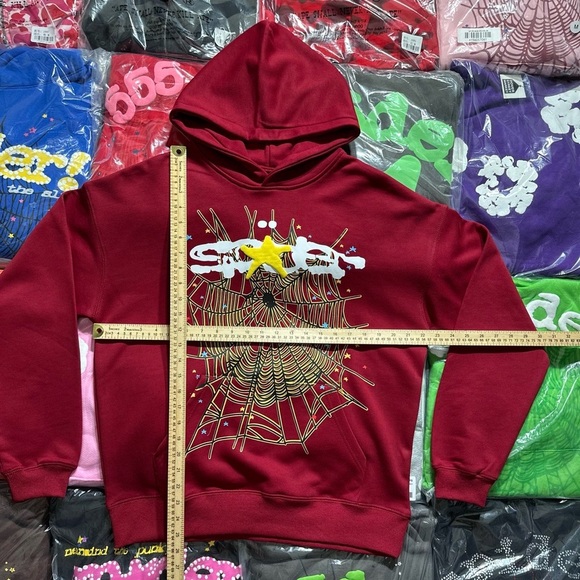 Sp5der Women Bold Red Graphic Hoodie - Picture 4 of 6